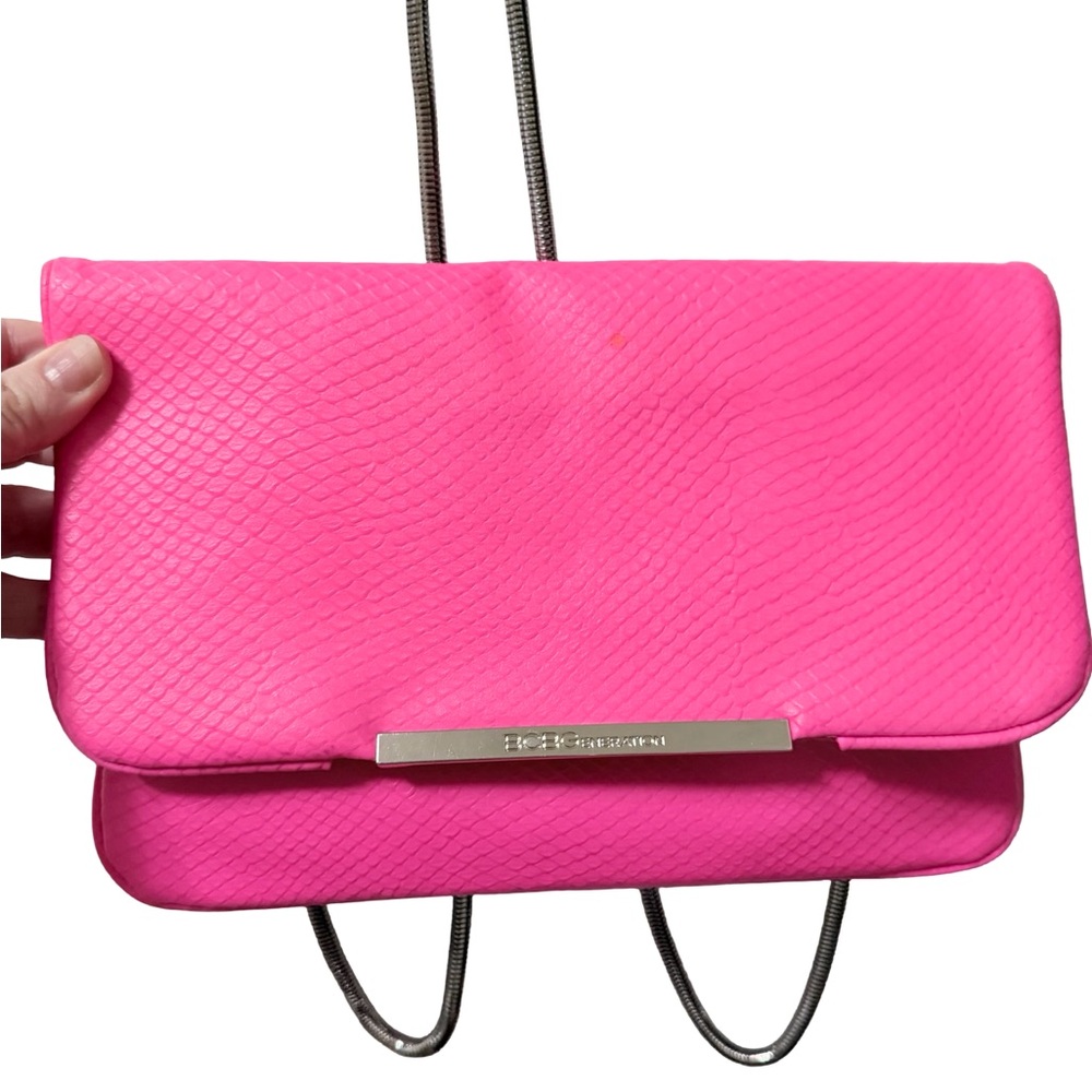 BCBG HOT Pink Textured Women's Clutch/ Crossbody